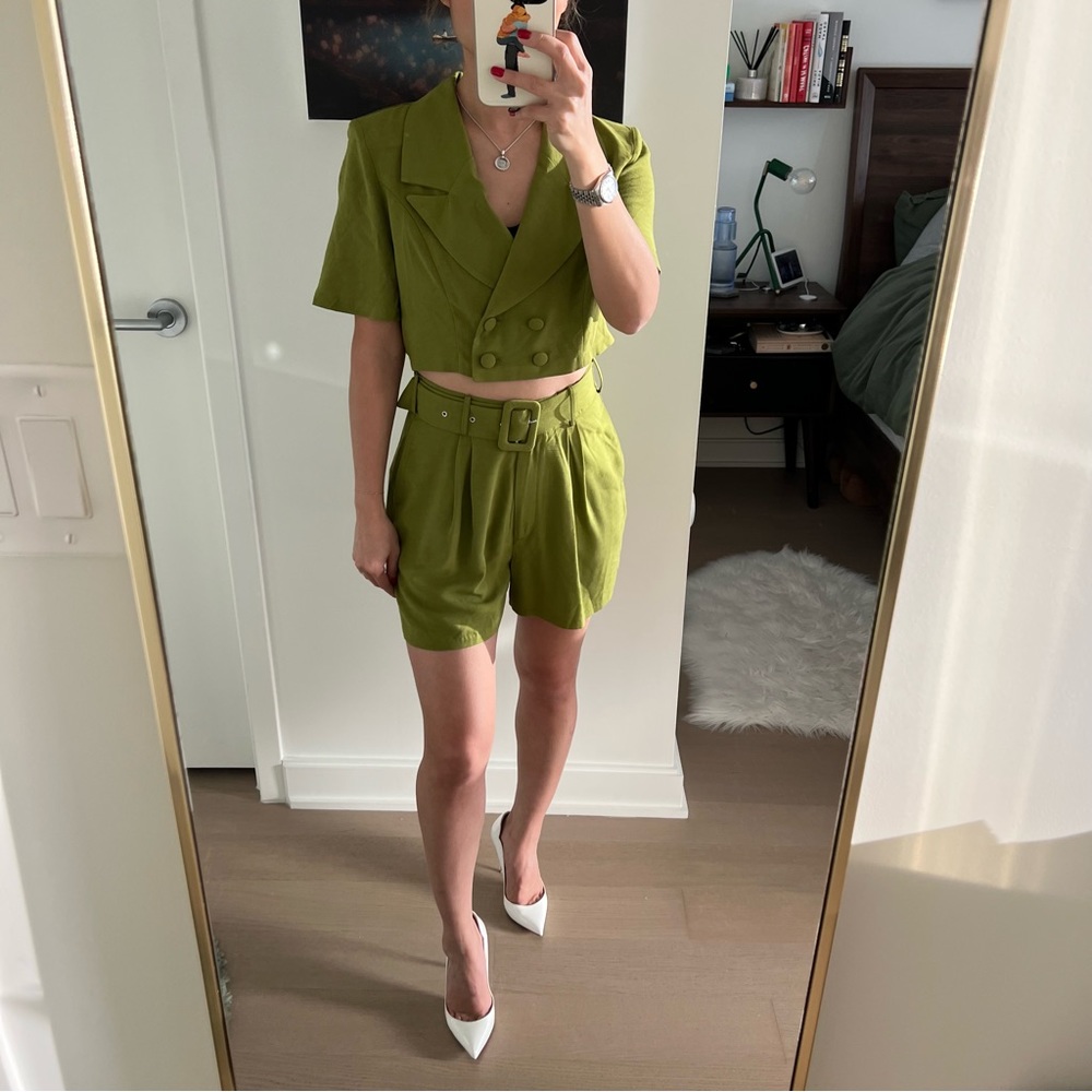 Nasty Gal Utility Cropped Shirt & Short Set Size 0